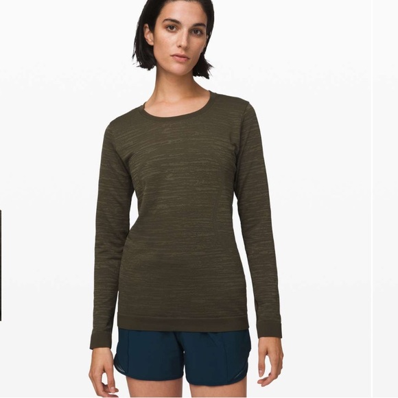 lululemon athletica Tops - Lululemon Swiftly Relaxed Long Sleeve
Dark Olive / Fatigue Green Top W1708 Sz 10